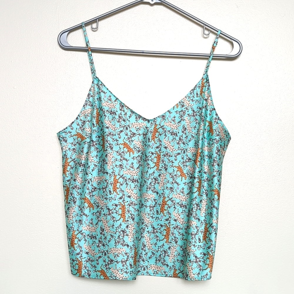Victoria's Secret | Blue Tiger Print PJ ' Silk ' Blouse